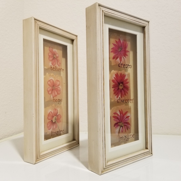 Vintage Wooden Framed Flowers Wall Decor, Flower Wood Frame Wall Art Decor - Picture 6 of 10